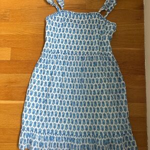 Vineyard Vines Blue and White Smocked Ruched Dress